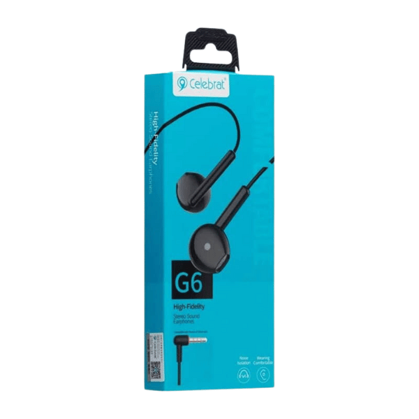 Celebrat G6 Wired Stereo Earphone With Microphone - Black