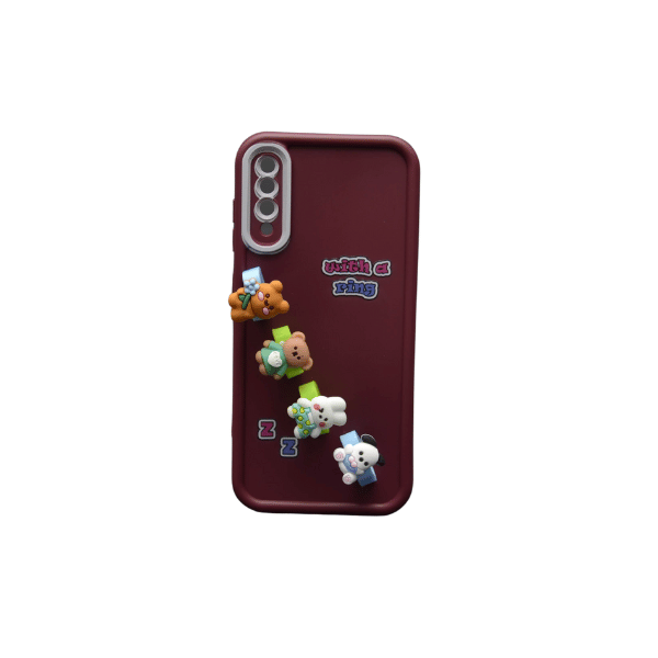 جراب سيليكون كرتوني مزود بحلقات لهاتف سامسونج A70