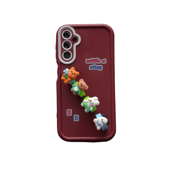 جراب سيليكون كرتوني مع حلقات لهاتف Samsung A24