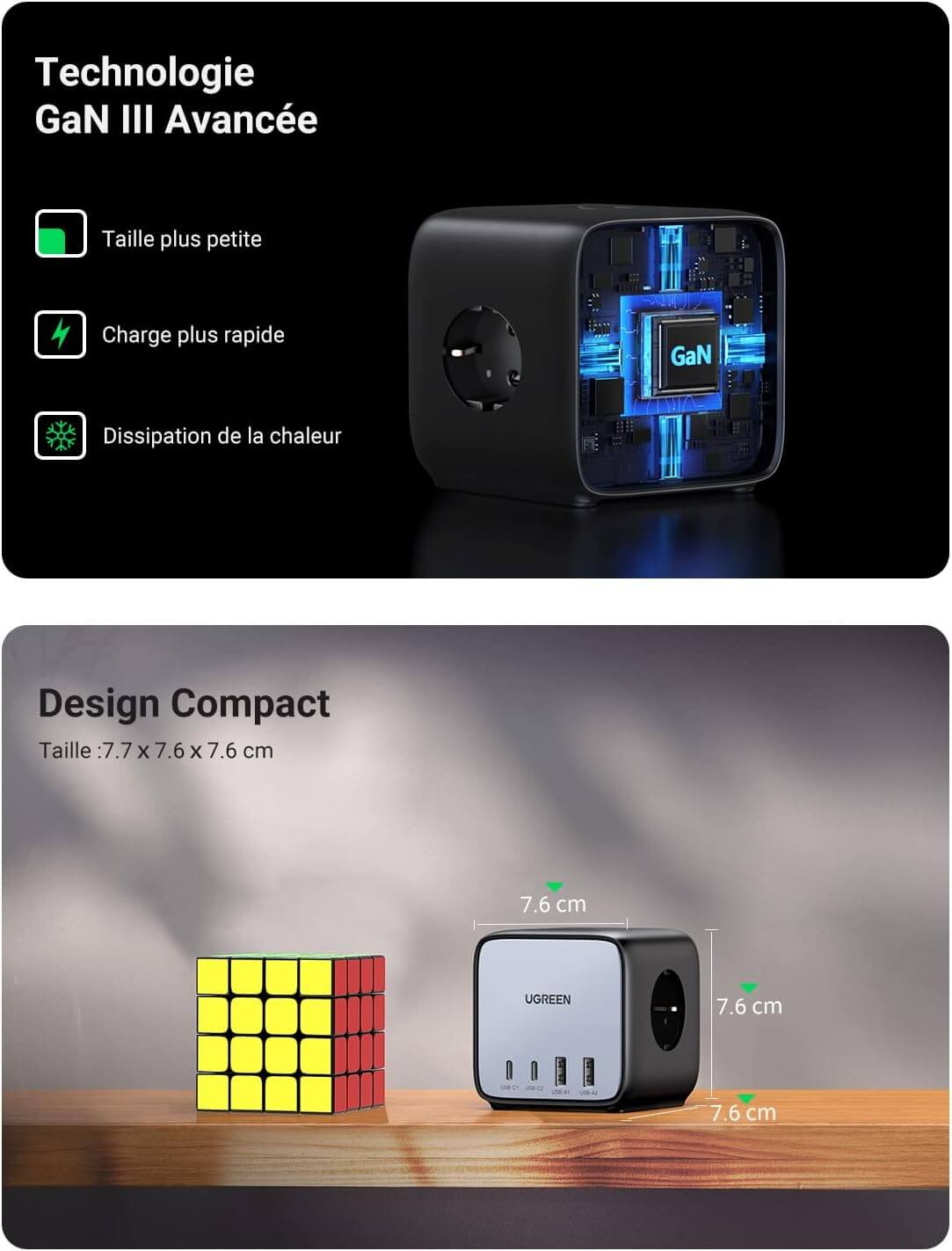 شريط طاقة UGREEN 60113 CD268 (3 منافذ تيار متردد + 2 منافذ USB-C + 2 منافذ USB-A) 65 وات DigiNest Cube بطول 1.8 متر