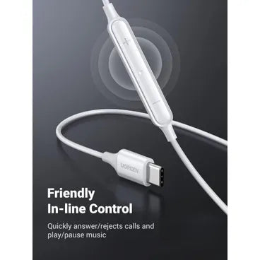 UGREEN EP101 Wired Earphones with USB-C Connector White