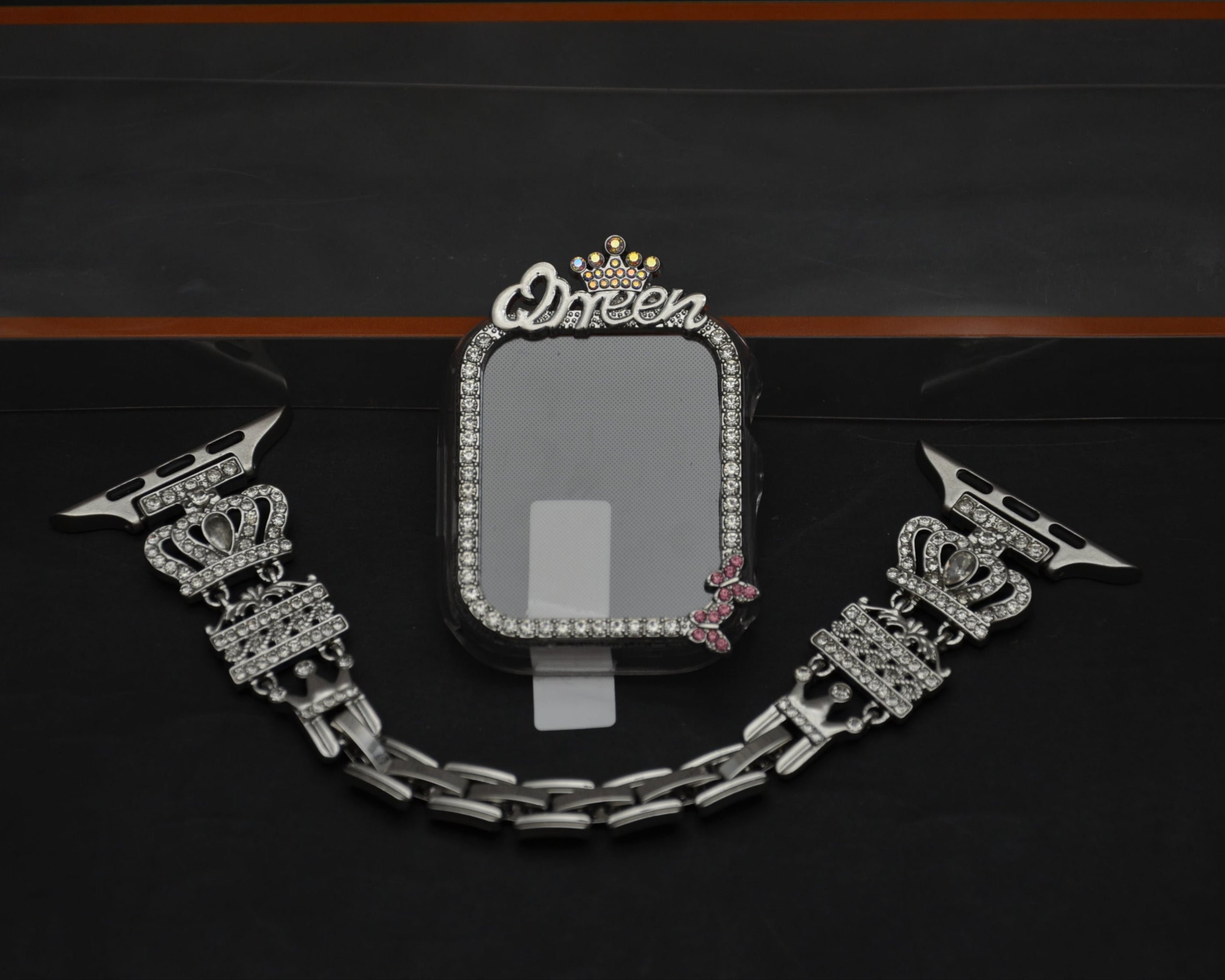 سوار معدني من الفولاذ المقاوم للصدأ لساعة Apple Watch مع غطاء 42-44-45 -49 مم ML