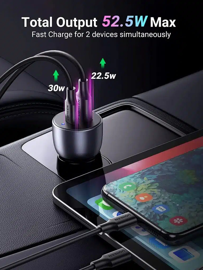 UGREEN CD213 42.5W USB+PD Car Charger Dark Blue