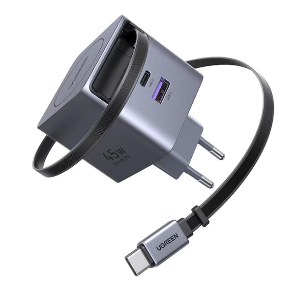 UGREEN 45W GaN Fast Charger with Retractable Cable (X614)
