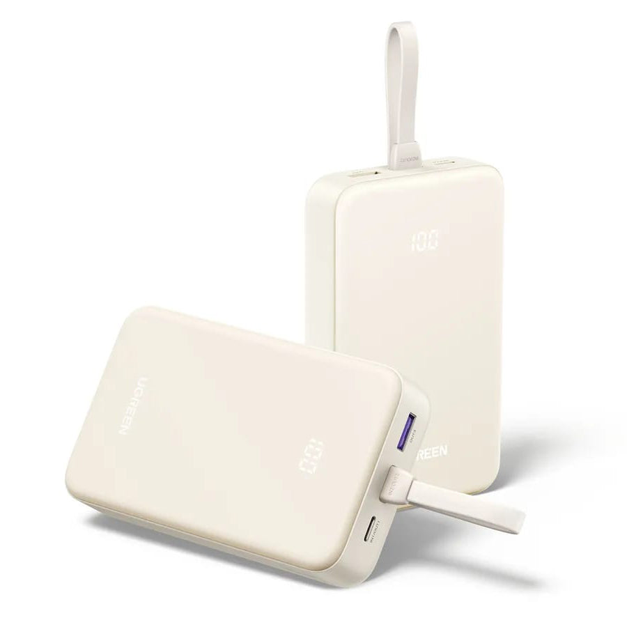 UGREEN PB521 Power Bank 20000mAh 30W with built-in cable CC /white