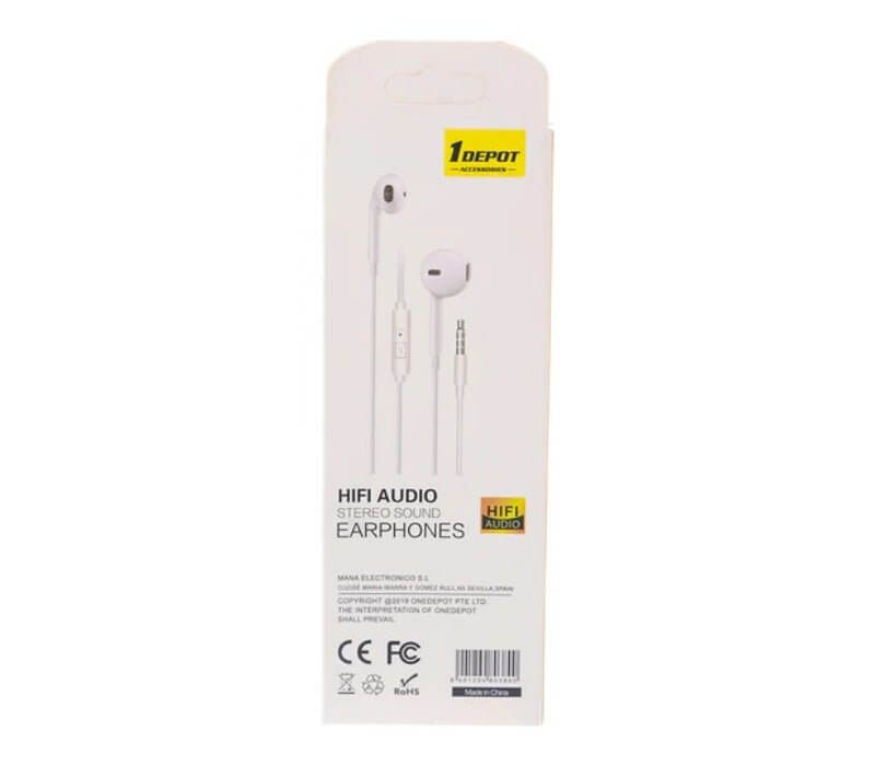 One Depot Wired Headphone, DP-H02 - White