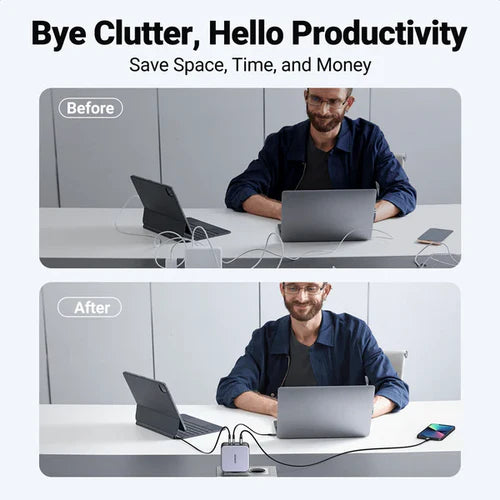 شاحن سريع USB-A+2*USB-C 140W GaN Tech مع كابل C إلى C بطول 1.5 متر - CD289