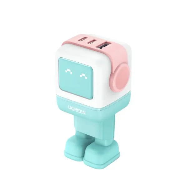 UGREEN Nexode RG Robot Design 2 USB-C + USB-A Wall Charger, 3 Ports, 65 Watt, Blue - CD361