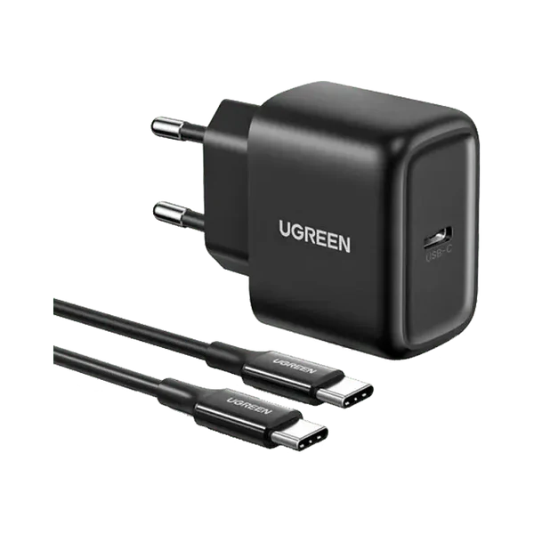 شاحن يوجرين سريع 25 وات USB C مزود طاقة فائق السرعة شاحن USB C مع كابل USB C بطول 2 متر شحن فائق السرعة - CD361