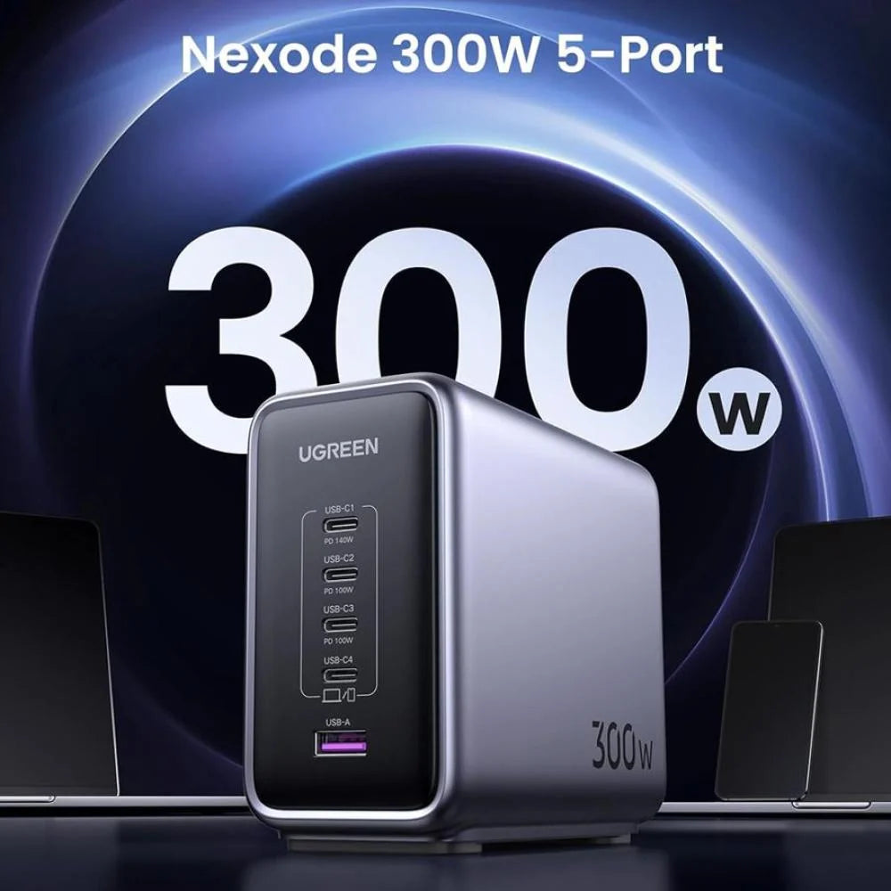UGREEN 300W Desktop Fast Charger 1*USB-A+4*USB-C