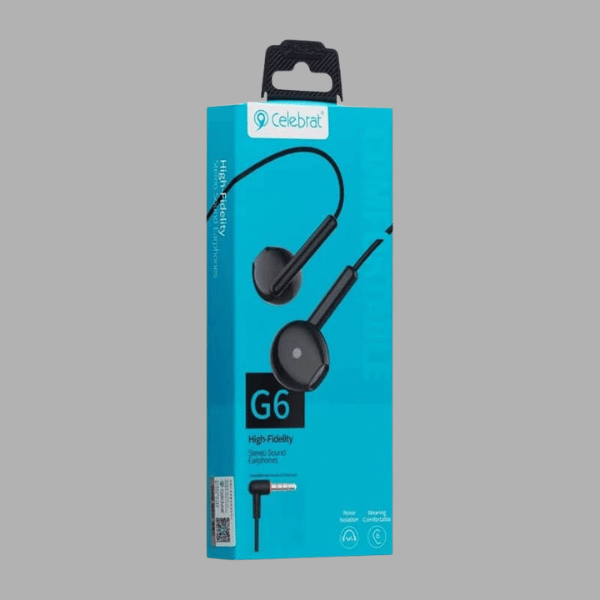 Celebrat G6 Wired Stereo Earphone With Microphone - Black