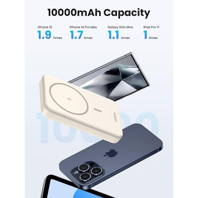 UGREEN بطارية لاسلكية مغناطيسية صغيرة 10000 مللي أمبير في الساعة
 باور بانك 20 واط مع Hoder-PB561