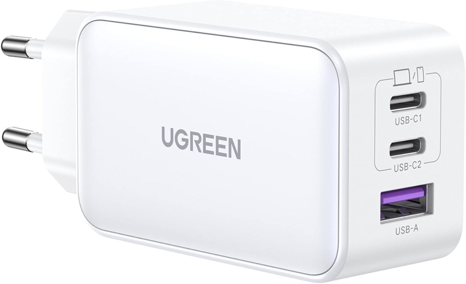 شاحن UGREEN GaN السريع بقوة 65 وات باللون الأبيض - CD244