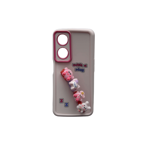 جراب سيليكون كرتوني مع حلقات لهاتف Oppo A98