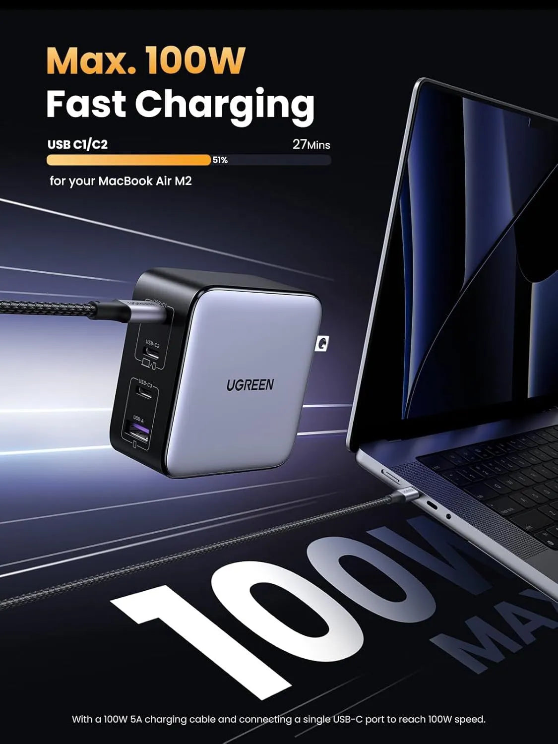 Ugreen Nexode S 100W 4-Port Gan Fast Charger EU Gray