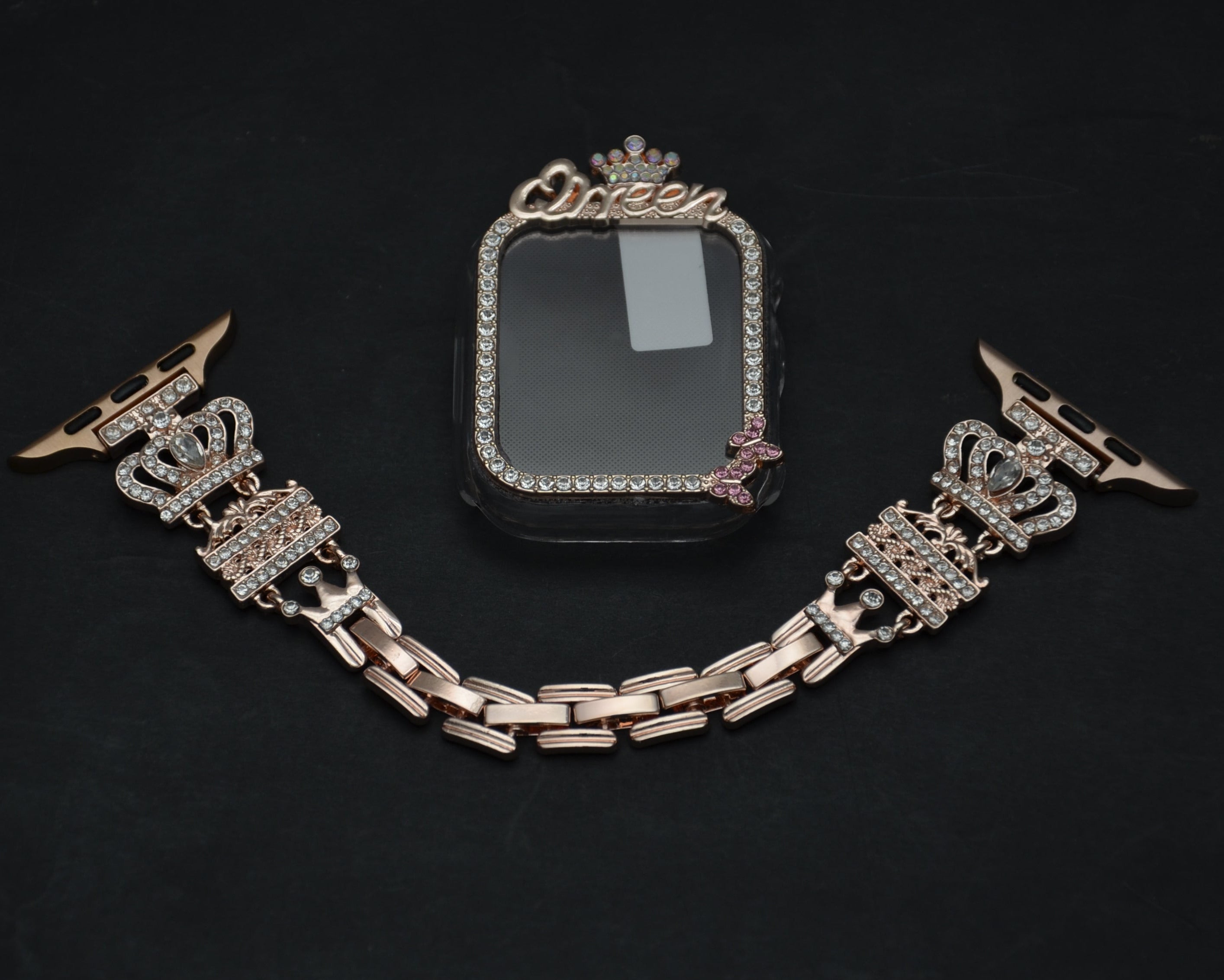 سوار معدني من الفولاذ المقاوم للصدأ لساعة Apple Watch مع غطاء 42-44-45 -49 مم ML