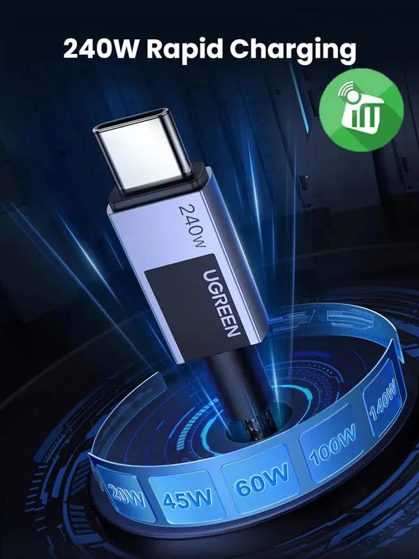 UGREEN L513 USB-C To USB-C PD 240W Fast Charging Cable 2M Space Gray