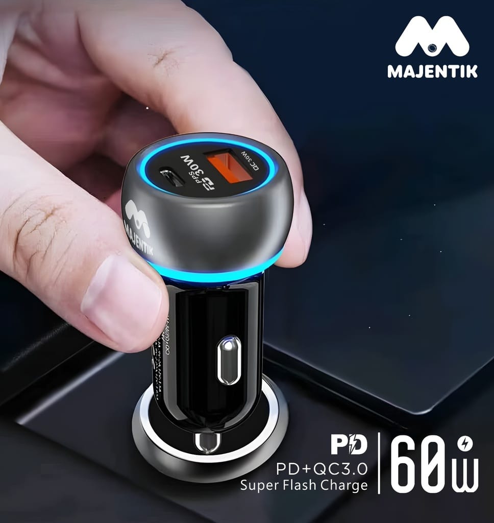 Majentik M-CC01 Car Charger Dual Port &amp; Light / 60 W