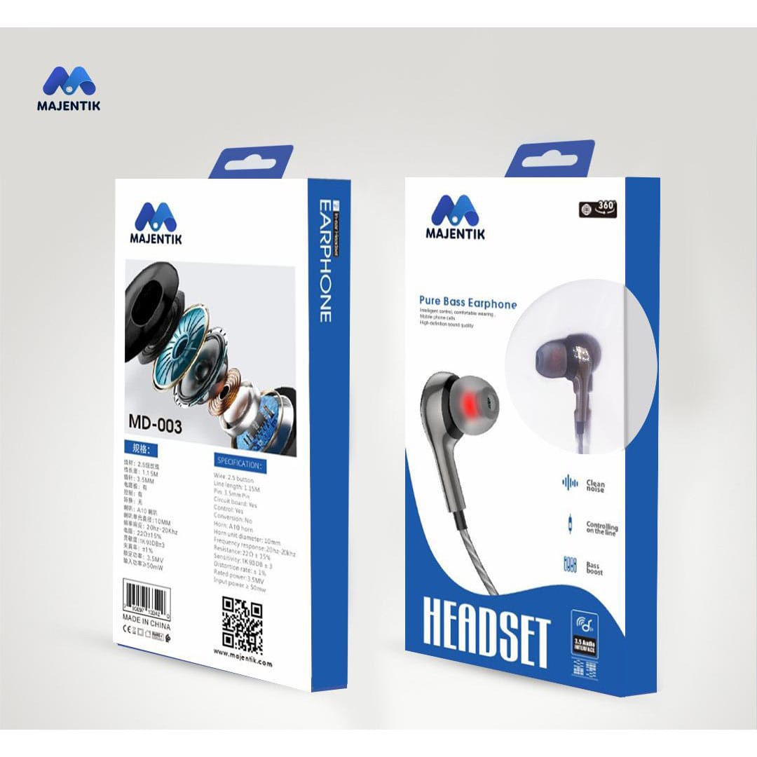 Majentic wired Earphones with Microphone - MD-003