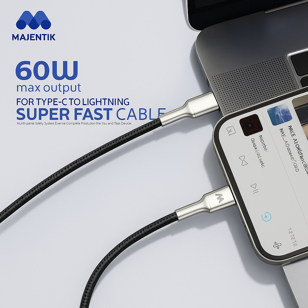 كابل ماجنتيك من النوع سي إلى النوع سي بطول 2 متر وقوة 60 واط