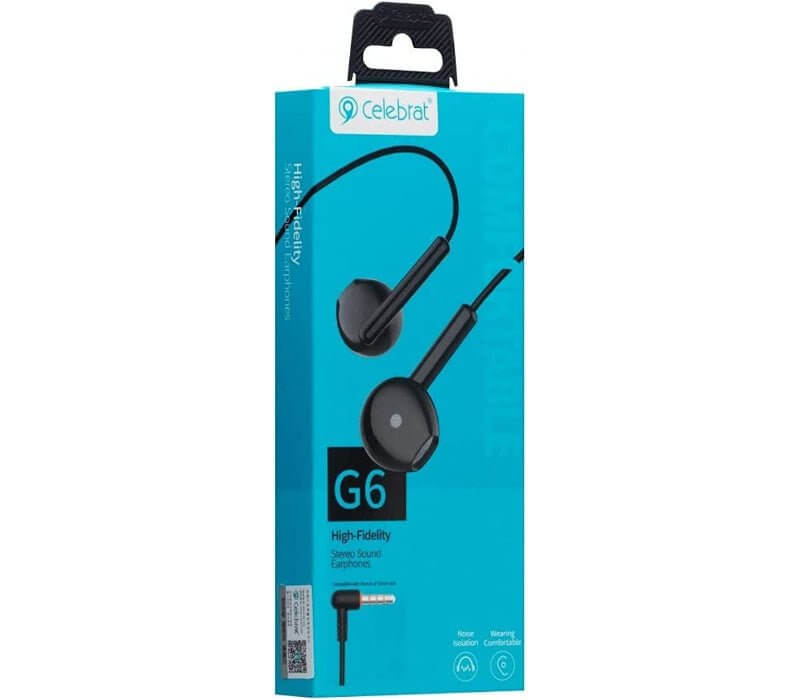 Celebrat G6 Wired Stereo Earphone With Microphone - Black