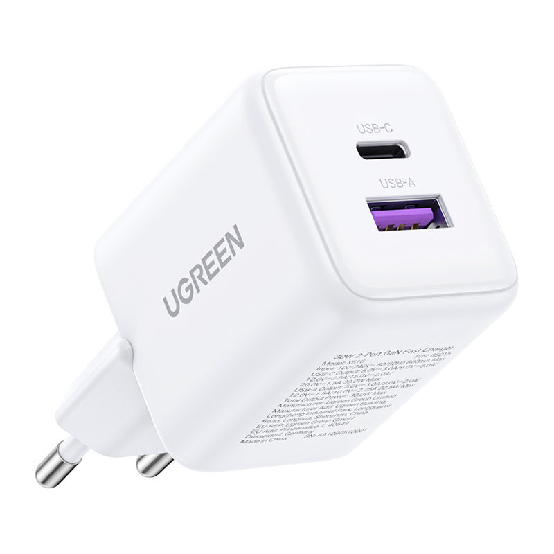 Charger Ugreen-X516 USB + USB-C, GaN, 30W (white)