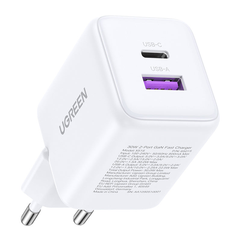 Charger Ugreen-X516 USB + USB-C, GaN, 30W (white)