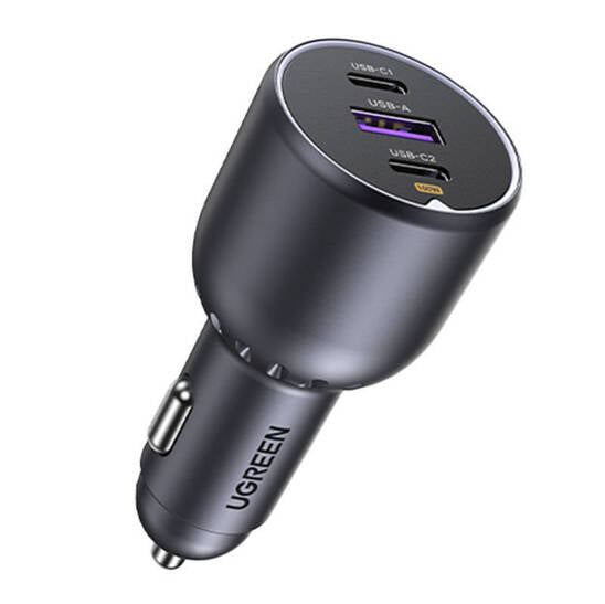 [6941876230259] UGREEN 2x USB-C + USB Car Charger 130W Black