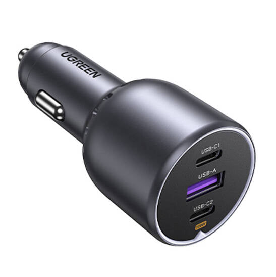 [6941876230259] UGREEN 2x USB-C + USB Car Charger 130W Black