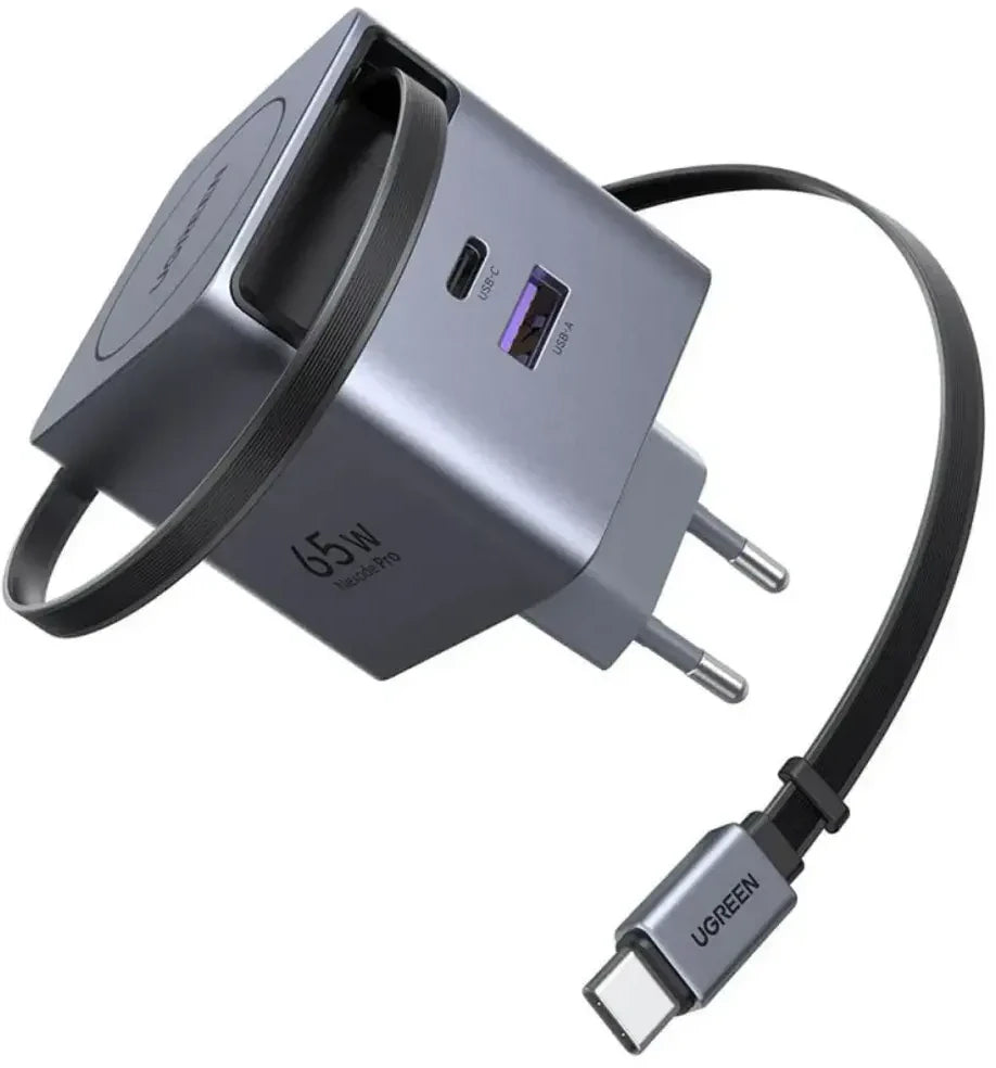 UGREEN 65W GaN Fast Charger with Retractable Cable