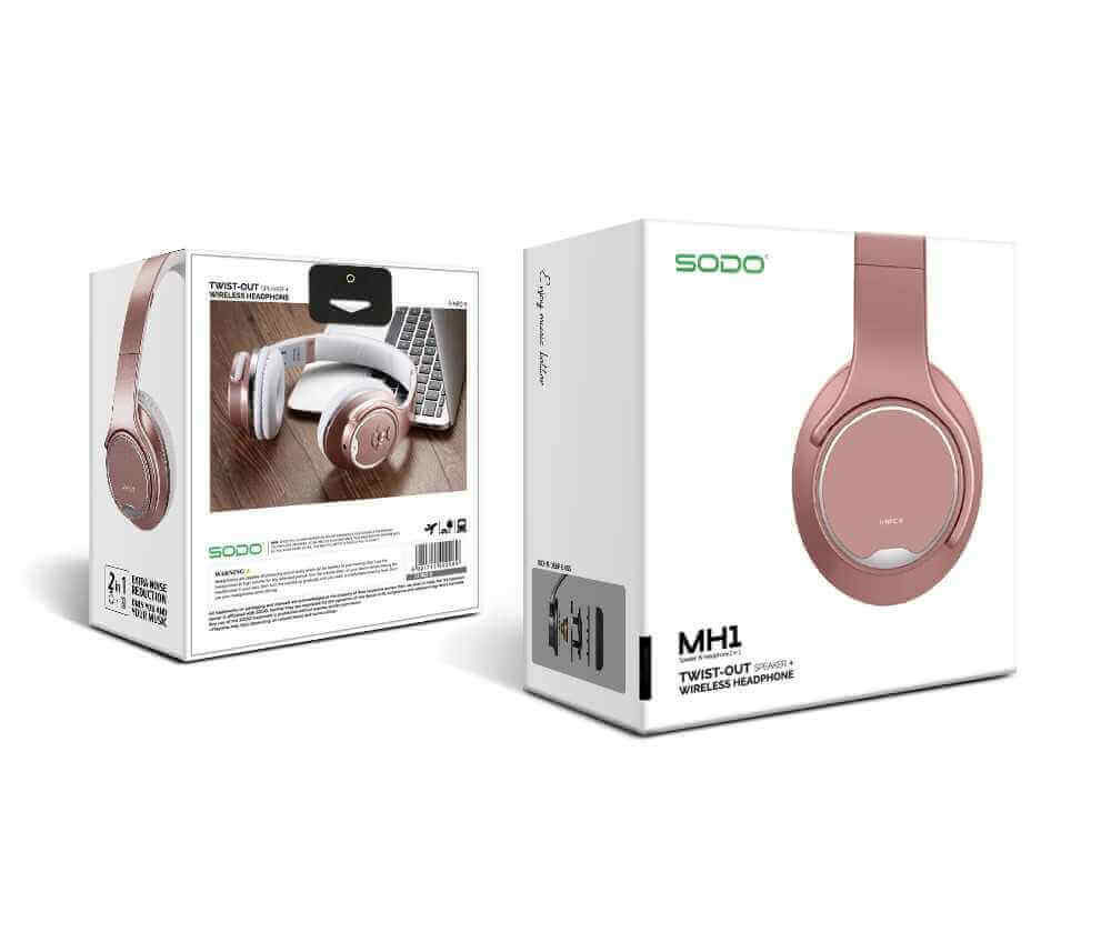 Sodo MH1 2-in-1 Wireless Bluetooth On-Ear Headphones and Twist Out Bluetooth Speaker