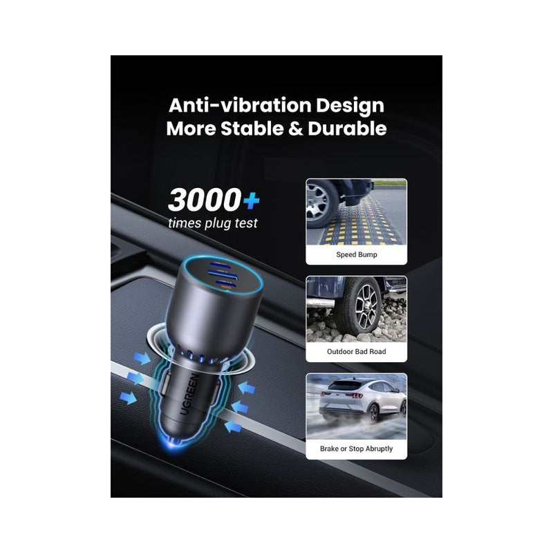 UGREEN شاحن سيارة 75 واط بثلاثة منافذ PD2 – أحمر[6941876230242]