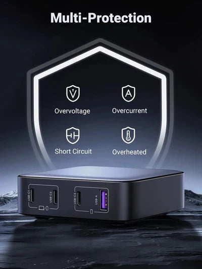 شاحن سطح المكتب UGREEN Nexode 100W 4-
 المنفذ 1*USB-A+3*USB-C رمادي-CD328