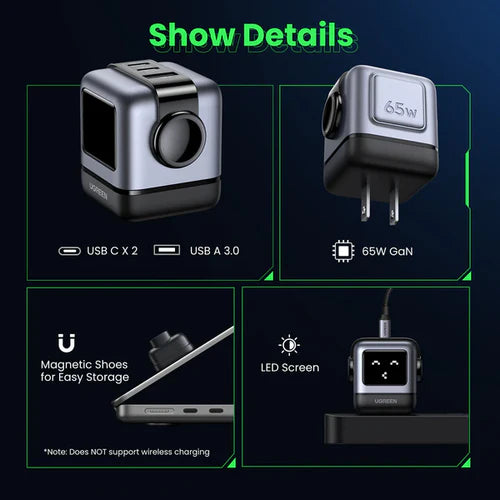 UGREEN Nexode RG 65W 3-Port GaN Fast
 شاحن الاتحاد الأوروبي - CD361