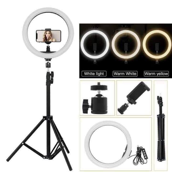 White Ring Light Size 33 With Stand - Matjrna